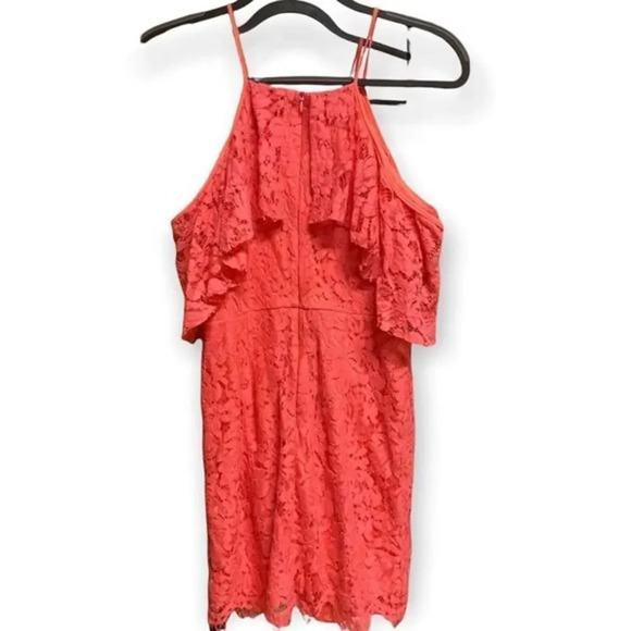 DO + BE Coral Off the Shoulder Ruffle Mini Cocktail Dress Small - Picture 5 of 5